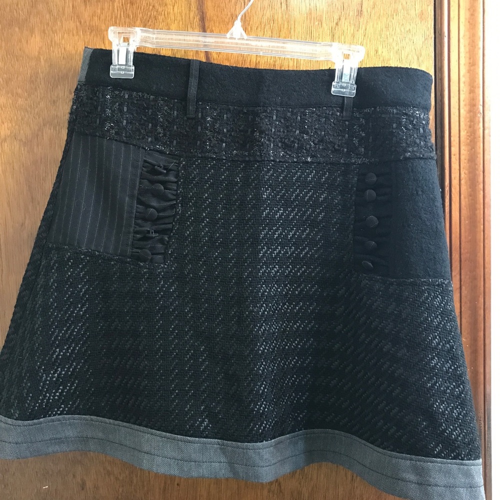 Desigual Black Grey Wool Polyester Skirt Size 40 (12 US)